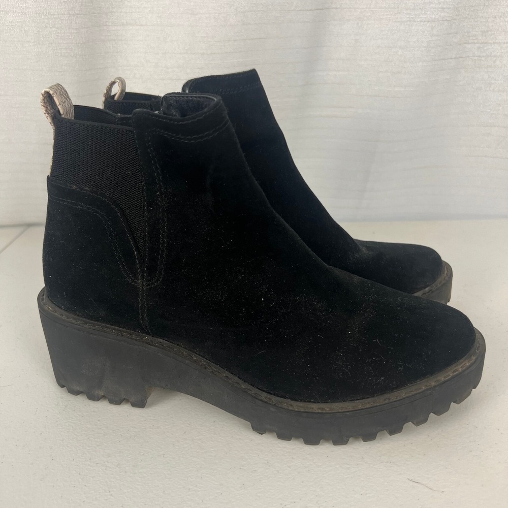 Universal Thread Ankle Booties Womens 7.5 Black Faux Suede Block Heel Zip Casual